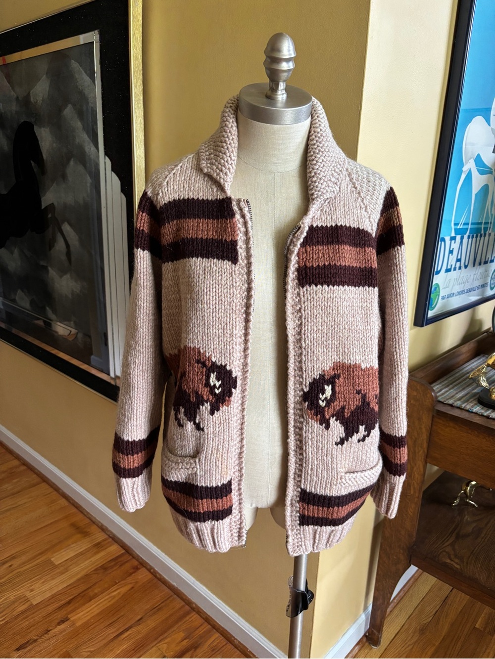 vintage wool cowichan style sweater cardigan